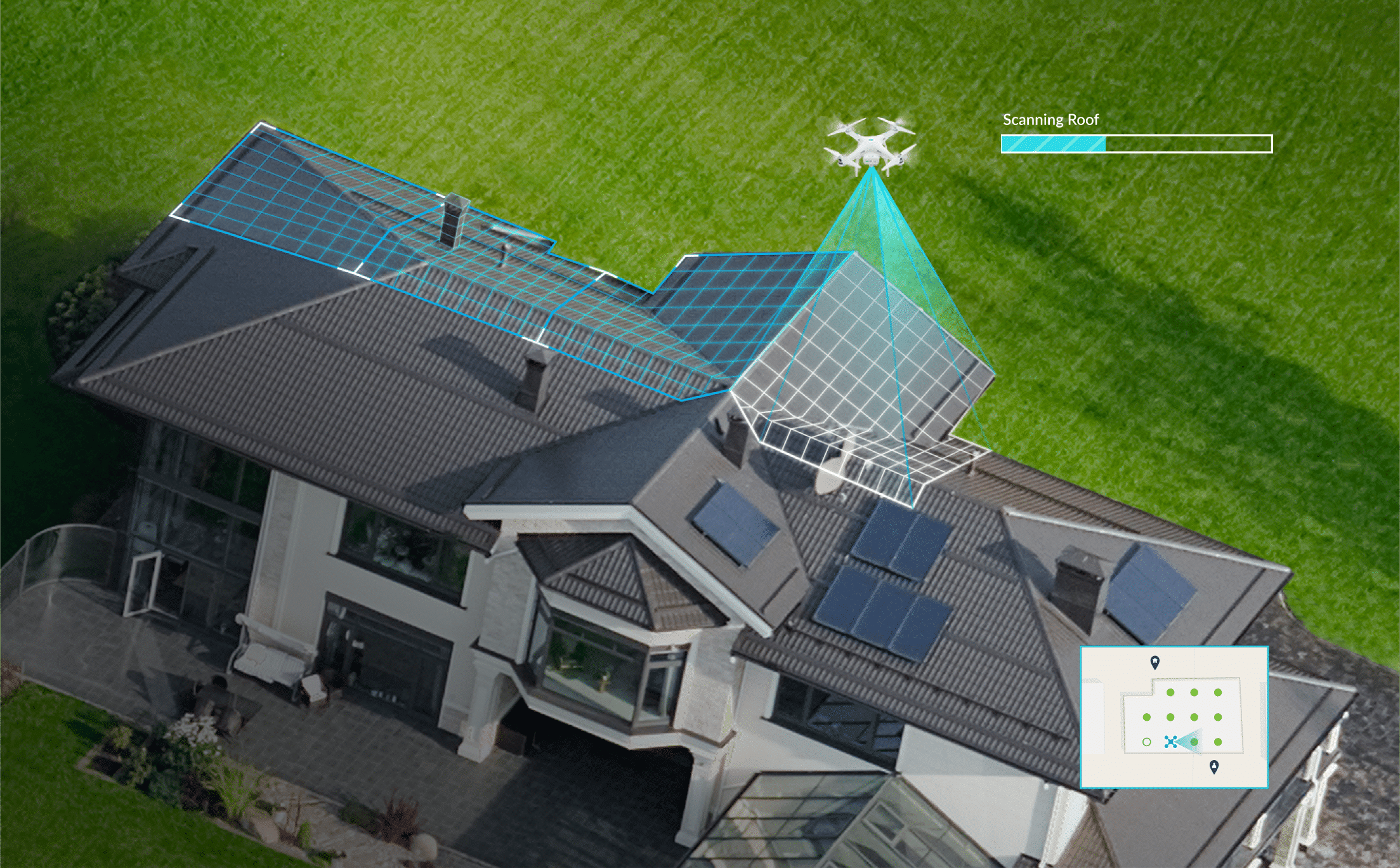 Drone scanning Forsyth roof and generating a 3D wireframe model in real time